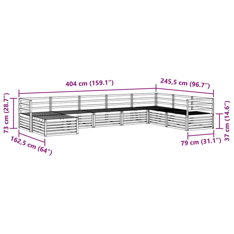 Ensemble de canapés d'extérieur 8 pcs Naturel - 9
