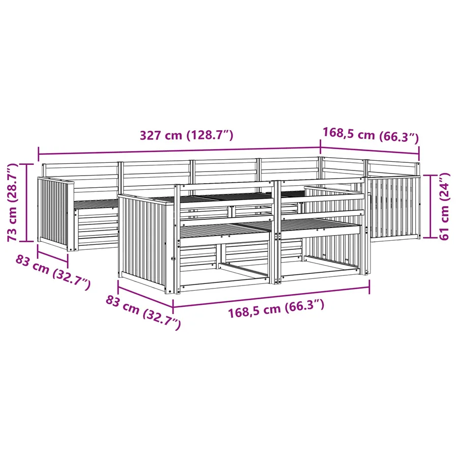 Ensemble de canapés d'extérieur 7 pcs Naturel - 7