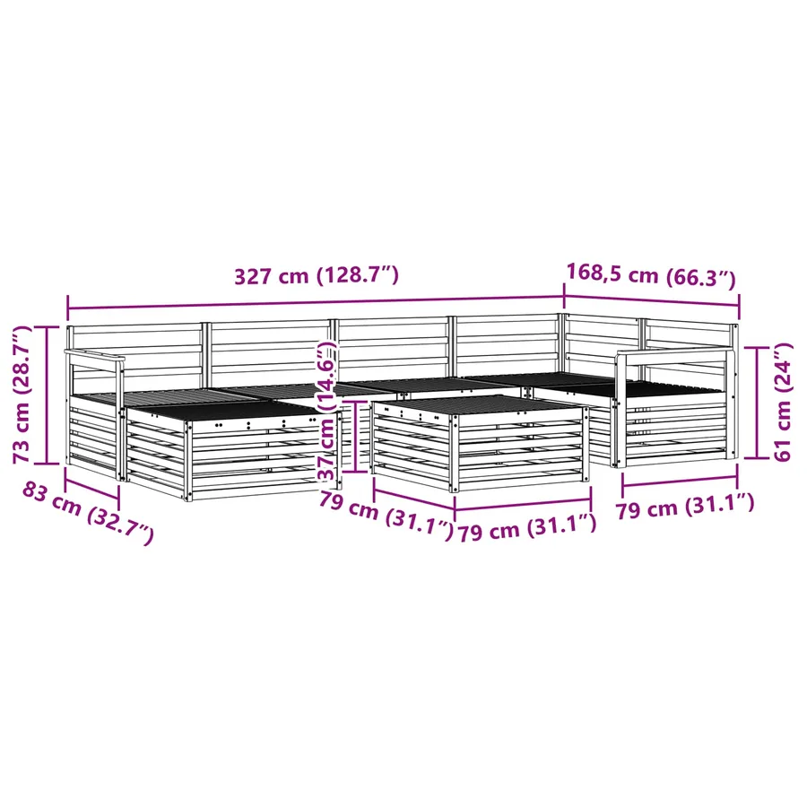 Ensemble de canapés d'extérieur 7 pcs Naturel - 11