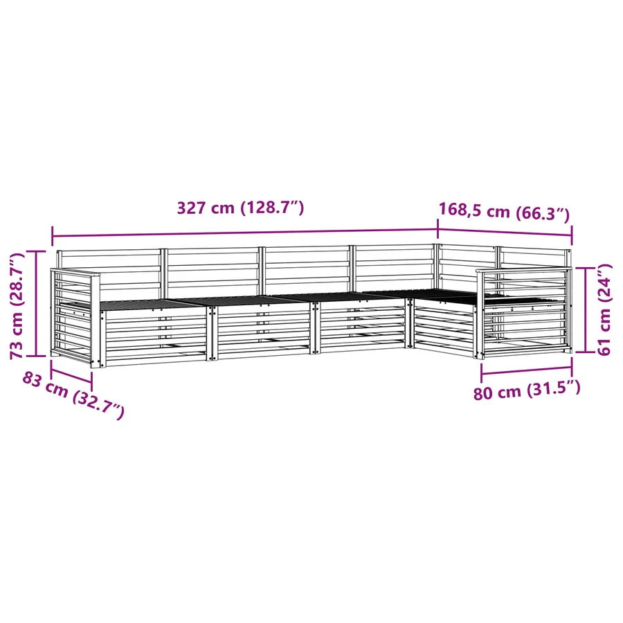 Ensemble de canapés d'extérieur 5 pcs Naturel - 7