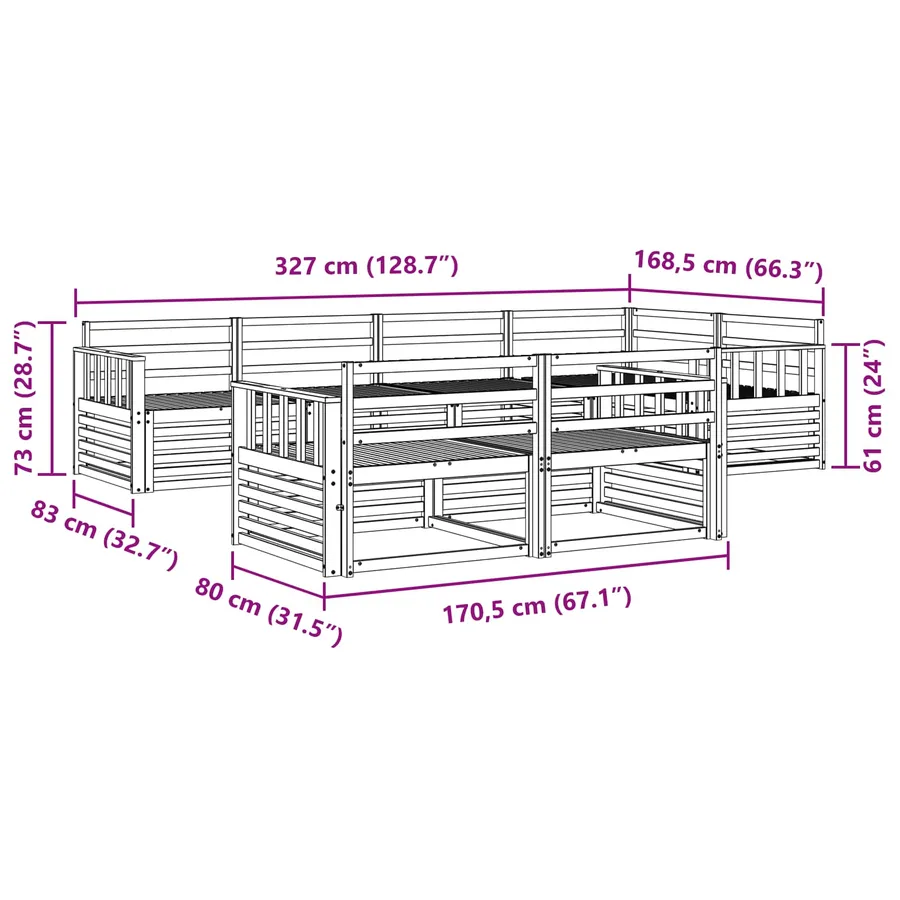 Ensemble de canapés d'extérieur 7 pcs Naturel - 7