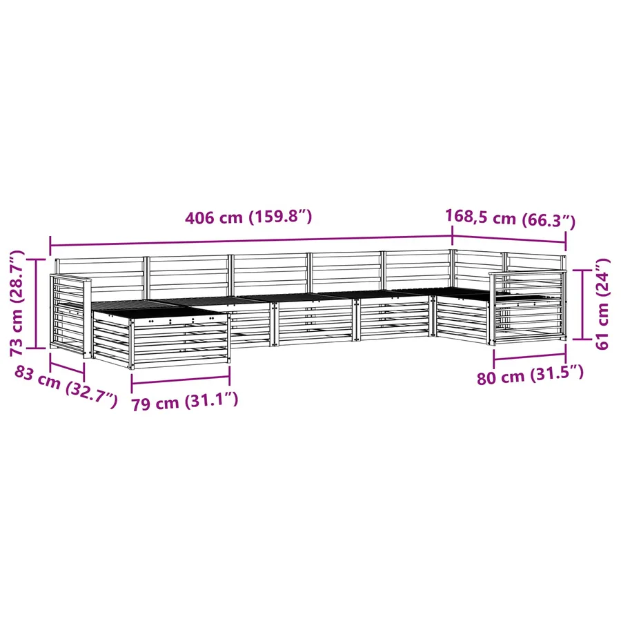 Ensemble de canapés d'extérieur 7 pcs Naturel - 10