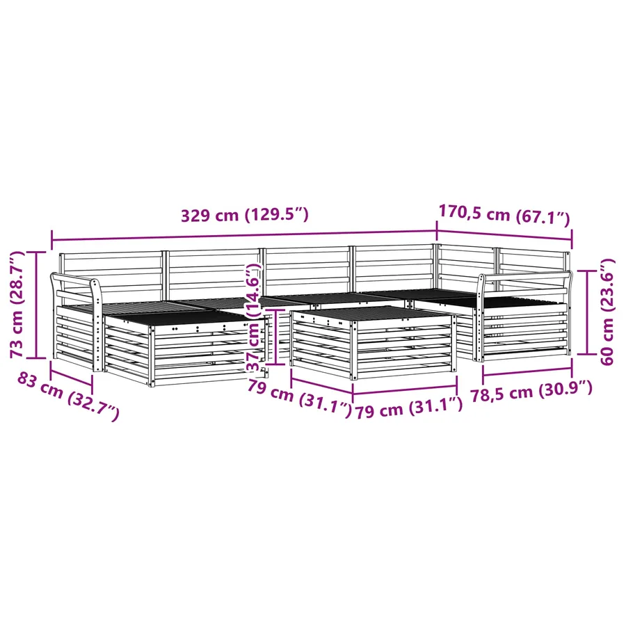 Ensemble de canapés d'extérieur 7 pcs Naturel - 11