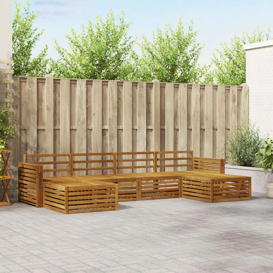 Ensembles de canapés 6 pcs Naturel Bois d'Acacia Massif