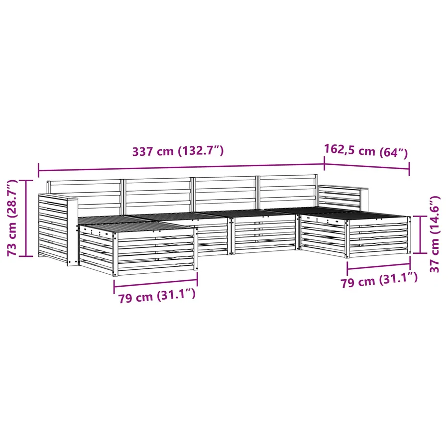 Ensembles de canapés 6 pcs Naturel Bois d'Acacia Massif - 8