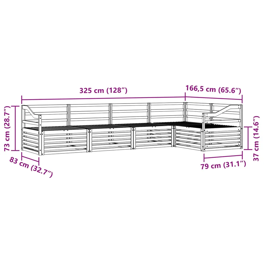 Ensemble de canapés d'extérieur 5 pcs Naturel - 8
