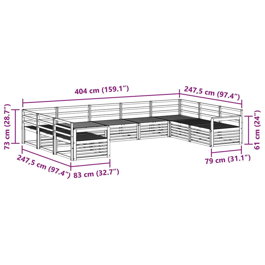 Ensemble de canapés d'extérieur 9 pcs Naturel - 8
