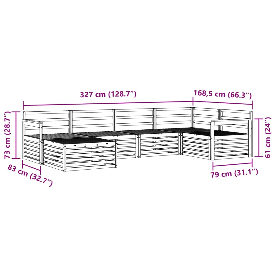 Ensemble de canapés d'extérieur 6 pcs Naturel - 9