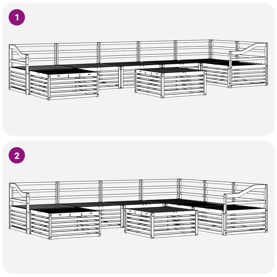 Ensemble de canapés d'extérieur 8 pcs Naturel - 10