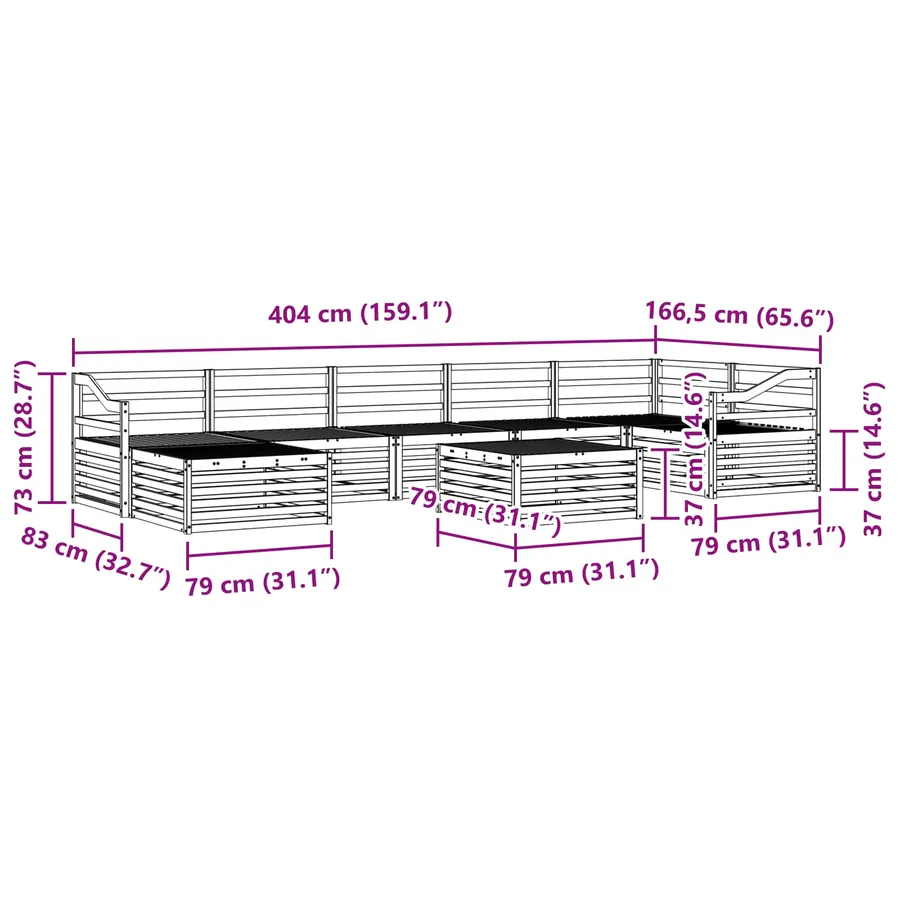 Ensemble de canapés d'extérieur 8 pcs Naturel - 12