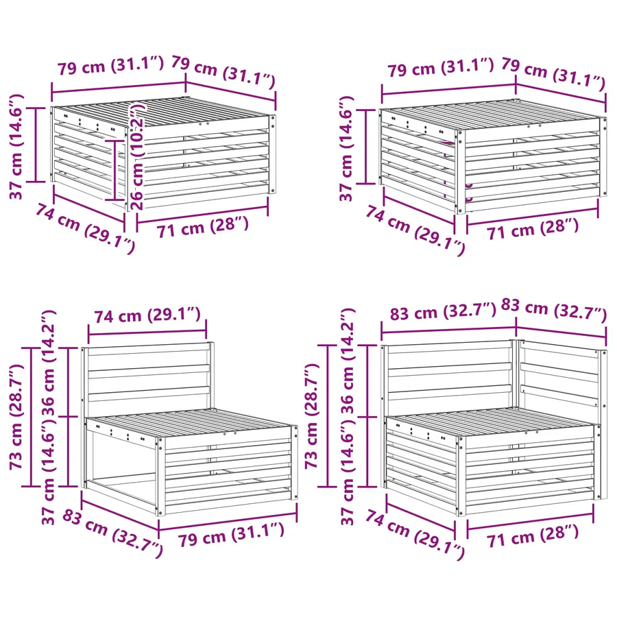 Ensemble de canapés d'extérieur 8 pcs Naturel - 13