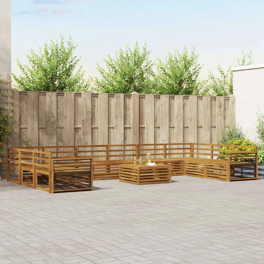 Ensembles de canapés 11 pcs Naturel Bois d'Acacia Massif