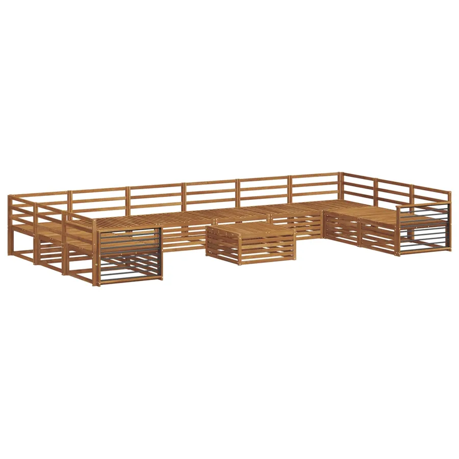 Ensembles de canapés 11 pcs Naturel Bois d'Acacia Massif - 2