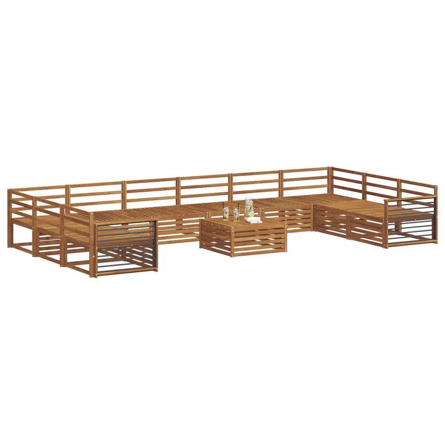 Ensembles de canapés 11 pcs Naturel Bois d'Acacia Massif - 3
