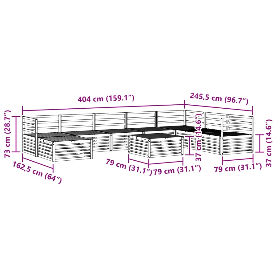 Ensemble de canapés d'extérieur 9 pcs Naturel - 11