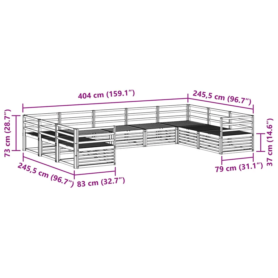 Ensemble de canapés d'extérieur 9 pcs Naturel - 7