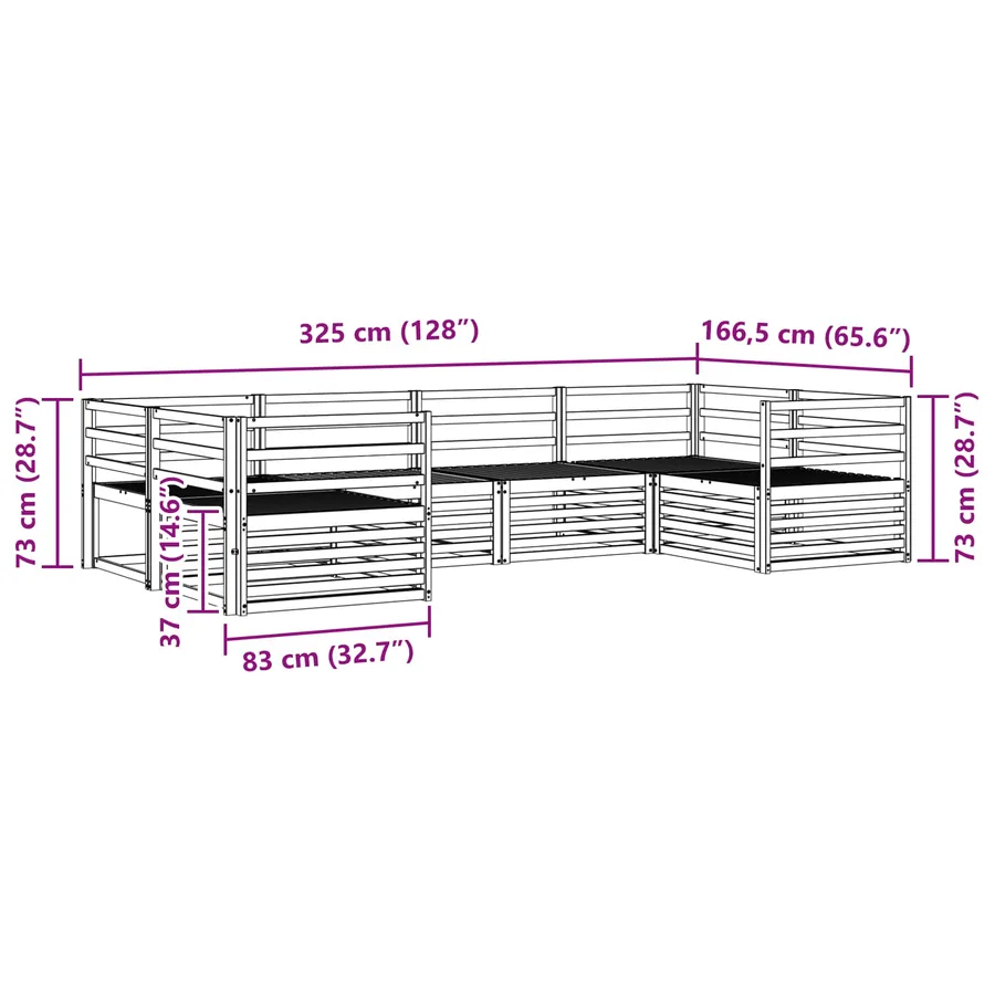 Ensemble de canapés d'extérieur 6 pcs Naturel - 7