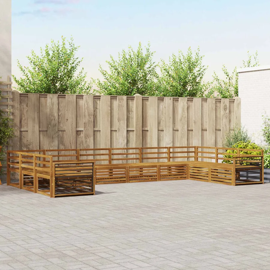 Ensembles de canapés 10 pcs Naturel Bois d'Acacia Massif