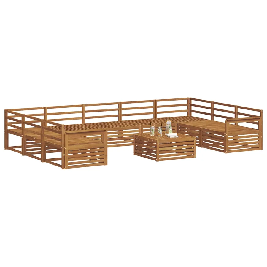 Ensemble de canapés d'extérieur 10 pcs Naturel - 3