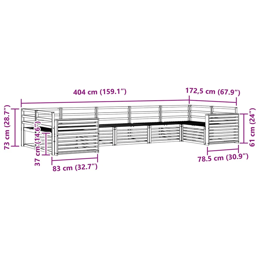 Ensemble de canapés d'extérieur 7 pcs Naturel - 8