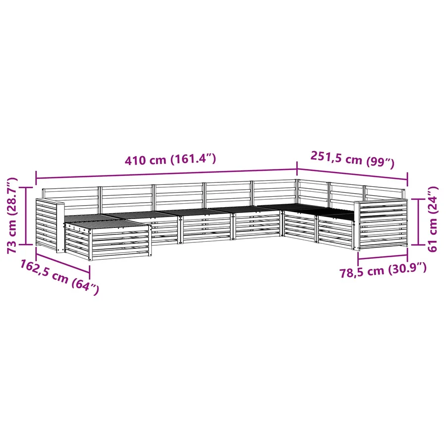 Ensemble de canapés d'extérieur 8 pcs Naturel - 9
