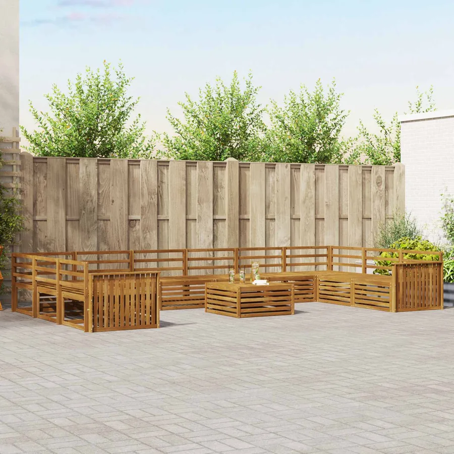Ensembles de canapés 11 pcs Naturel Bois d'Acacia Massif