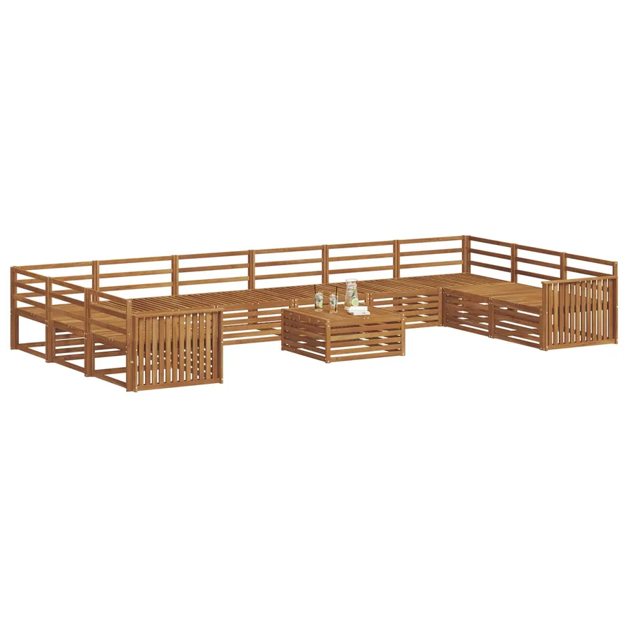 Ensembles de canapés 11 pcs Naturel Bois d'Acacia Massif - 3