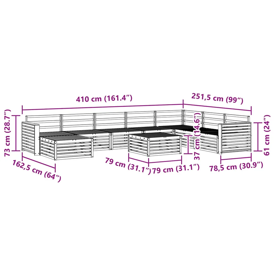 Ensemble de canapés d'extérieur 9 pcs Naturel - 11
