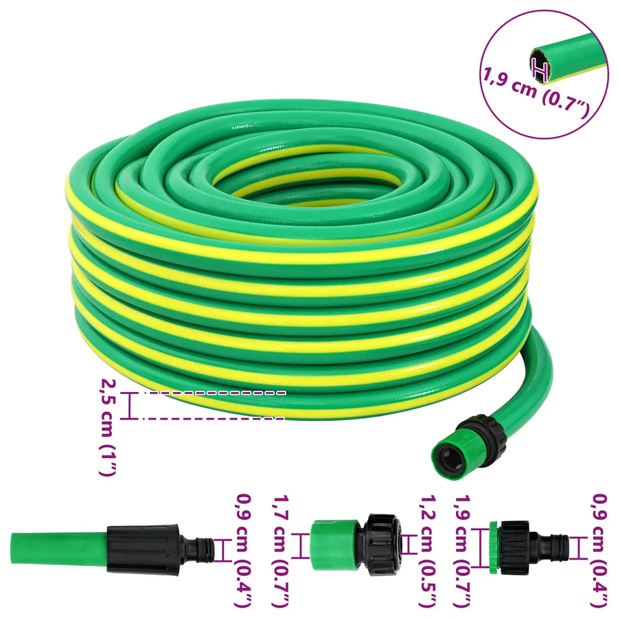 Tuyau de jardin 5 couches Vert et jaune 3 / 4'' 10 m PVC - 11