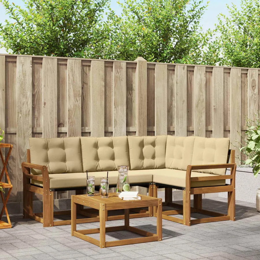 Ensemble de canapés d'extérieur 5 pcs Naturel et Beige