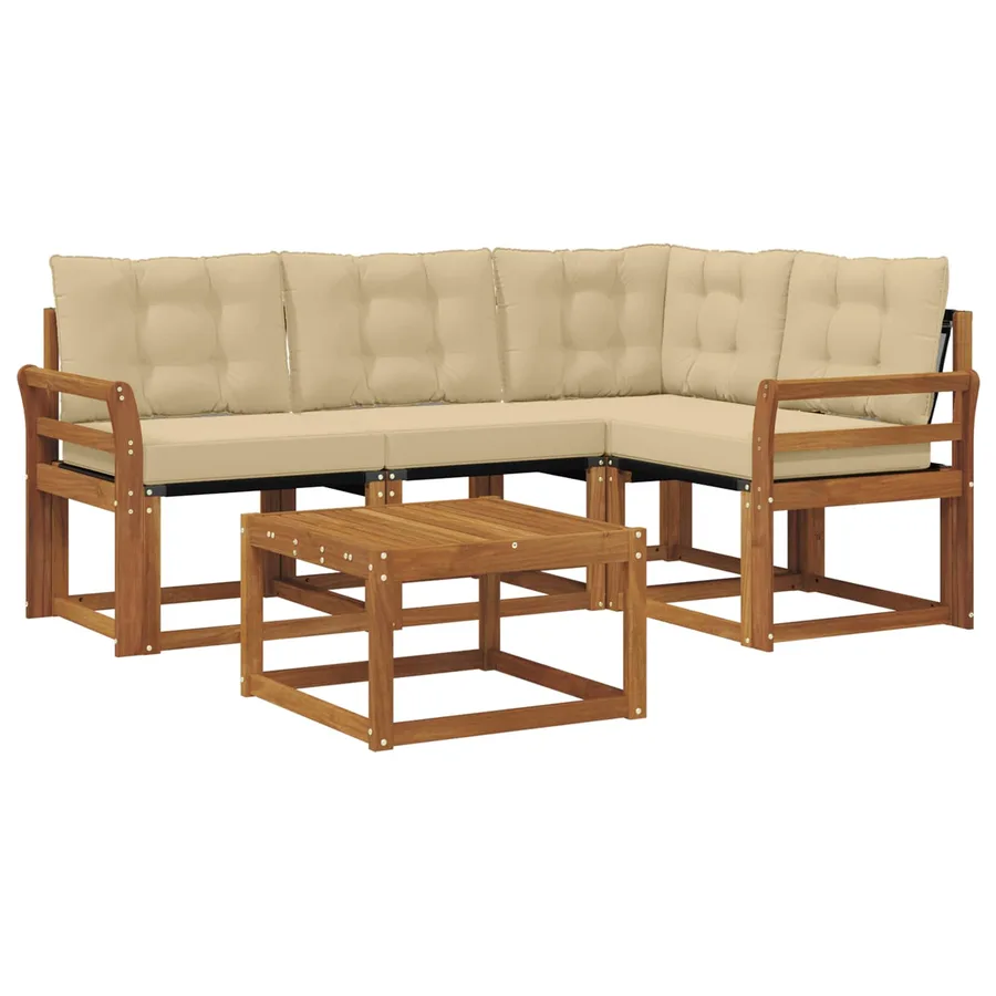 Ensemble de canapés d'extérieur 5 pcs Naturel et Beige - 2