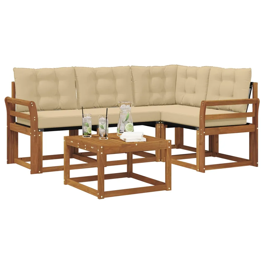 Ensemble de canapés d'extérieur 5 pcs Naturel et Beige - 3