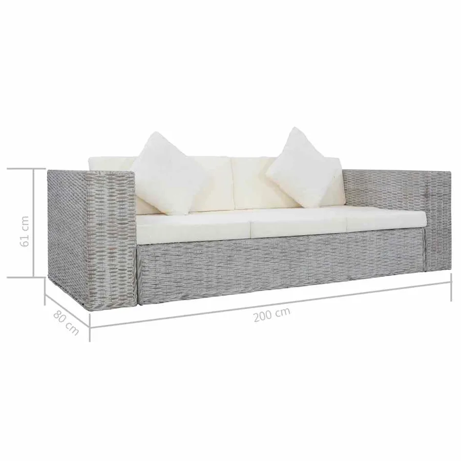 Ensemble de canapés 2 pcs avec coussins Gris Rotin naturel - 15