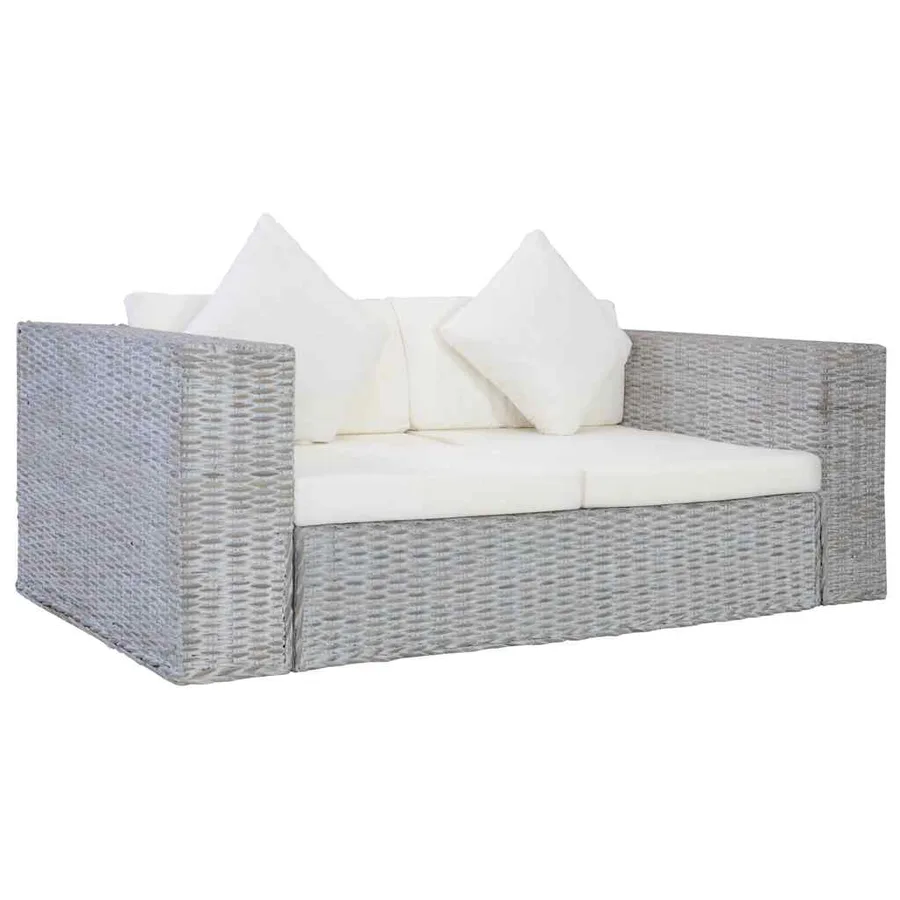 Ensemble de canapés 2 pcs avec coussins Gris Rotin naturel - 2