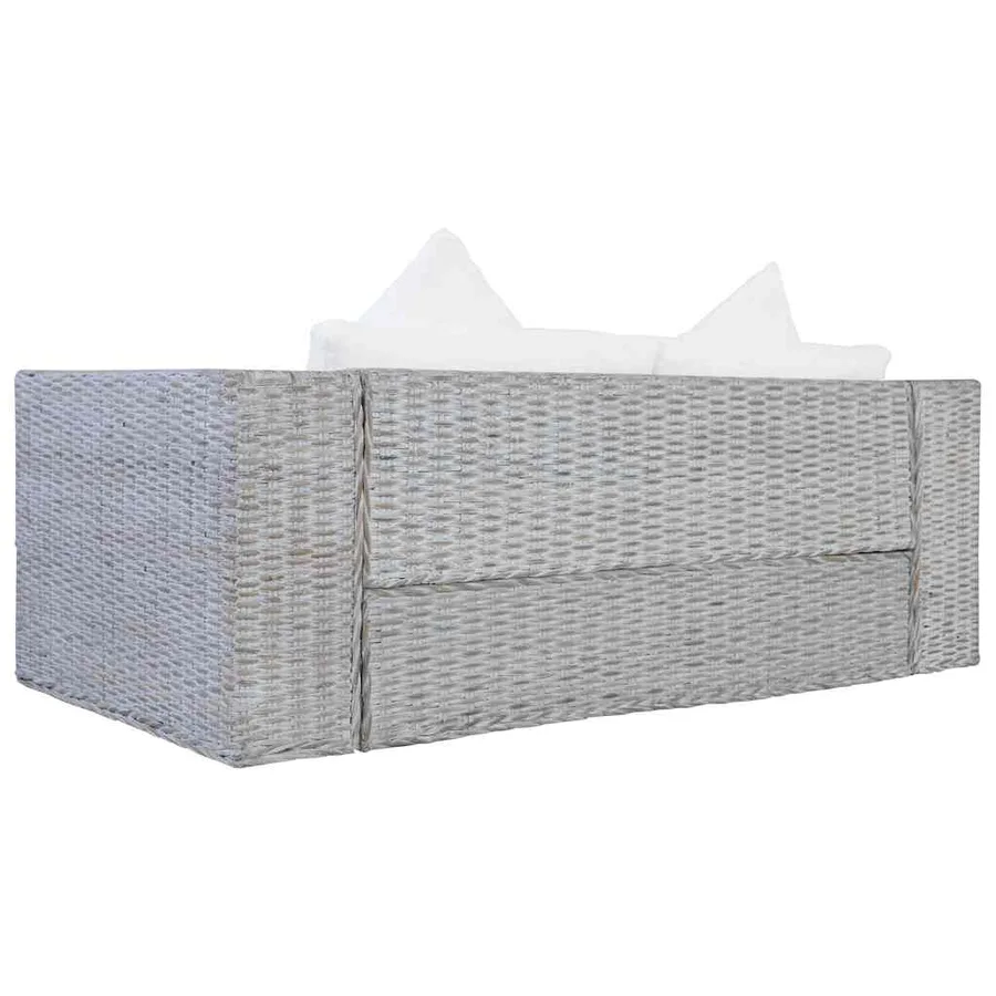 Ensemble de canapés 2 pcs avec coussins Gris Rotin naturel - 4