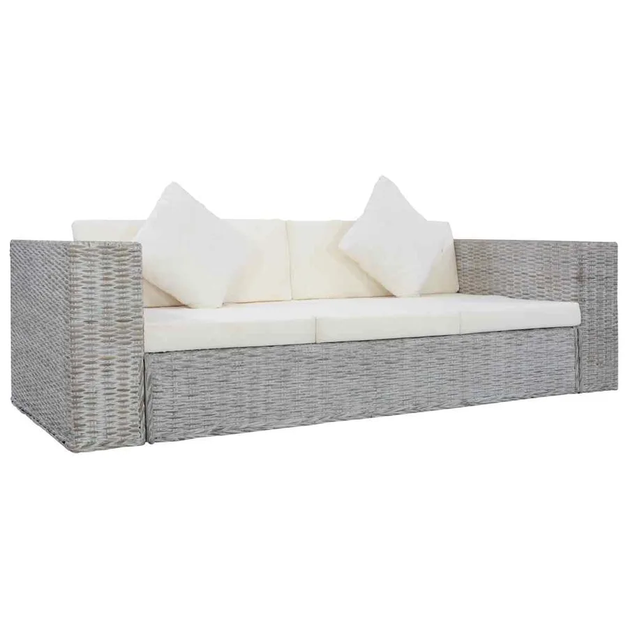 Ensemble de canapés 2 pcs avec coussins Gris Rotin naturel - 7