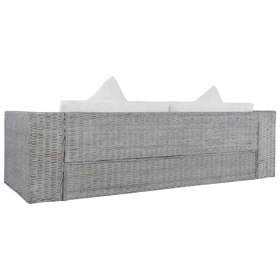Ensemble de canapés 2 pcs avec coussins Gris Rotin naturel - 9