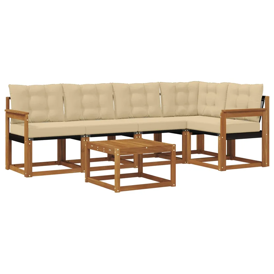 Ensemble de canapés d'extérieur 6 pcs Naturel et Beige - 2