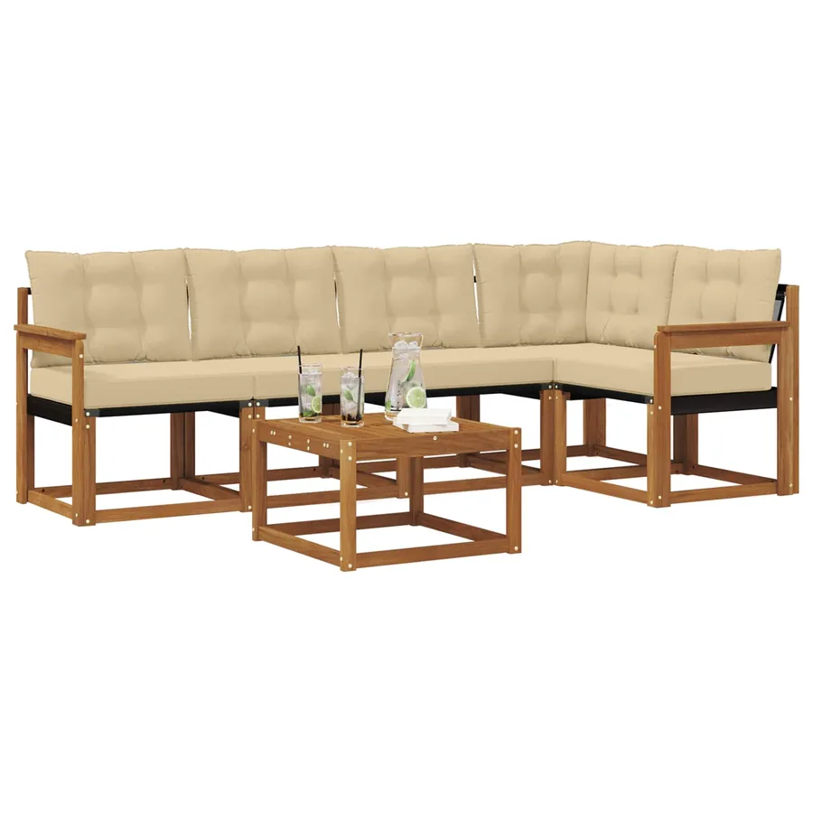 Ensemble de canapés d'extérieur 6 pcs Naturel et Beige - 3
