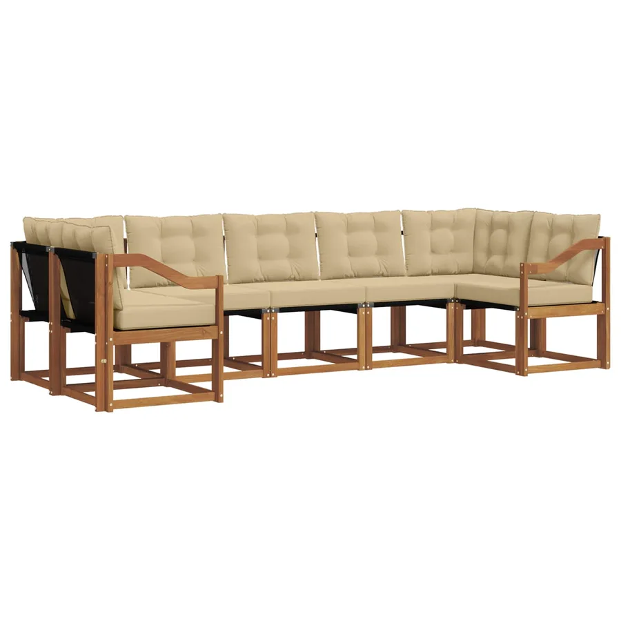 Ensemble de canapés d'extérieur 7 pcs Naturel et Beige - 2