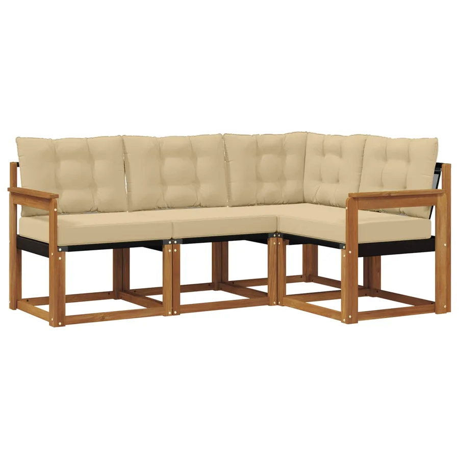 Ensemble de canapés d'extérieur 4 pcs Naturel et Beige - 2
