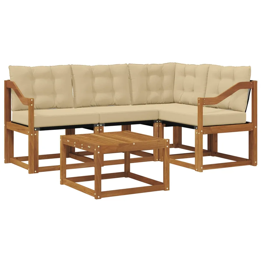 Ensemble de canapés d'extérieur 5 pcs Naturel et Beige - 2