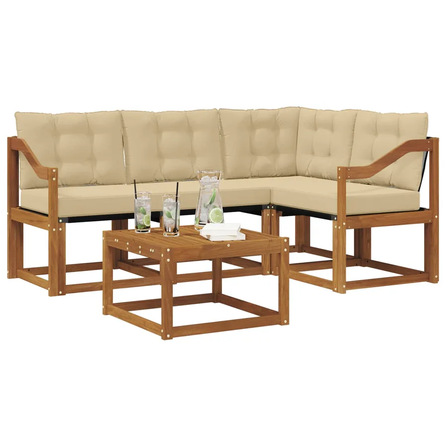 Ensemble de canapés d'extérieur 5 pcs Naturel et Beige - 3