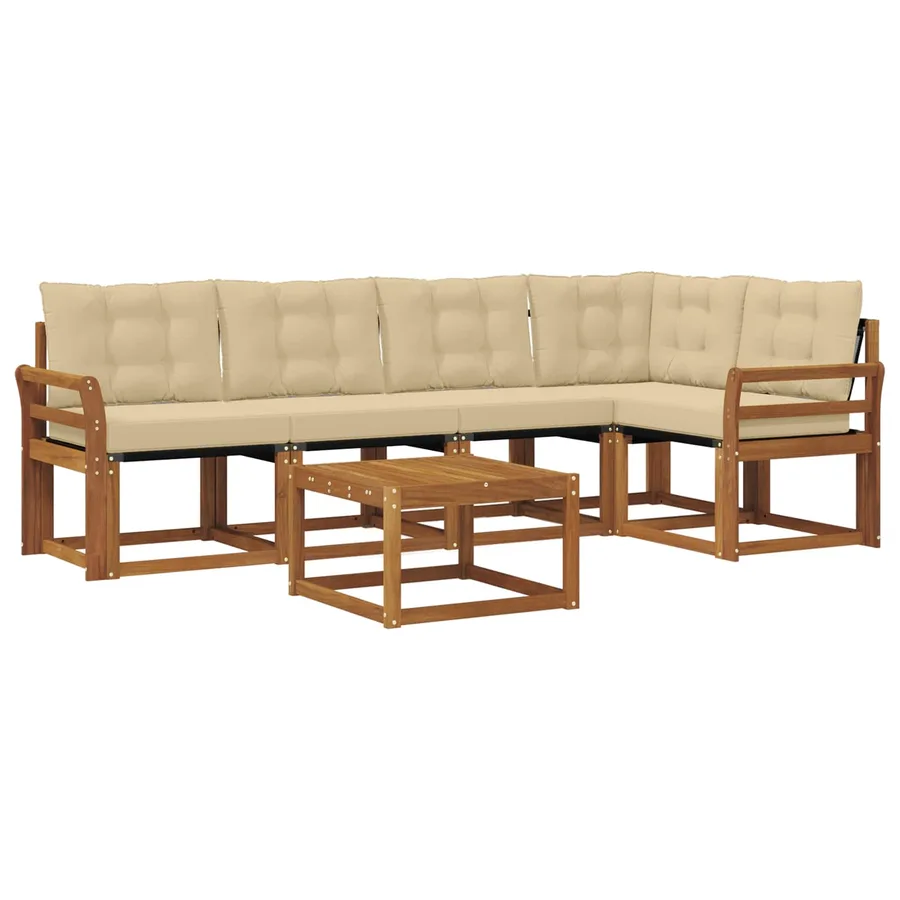 Ensemble de canapés d'extérieur 6 pcs Naturel et Beige - 2