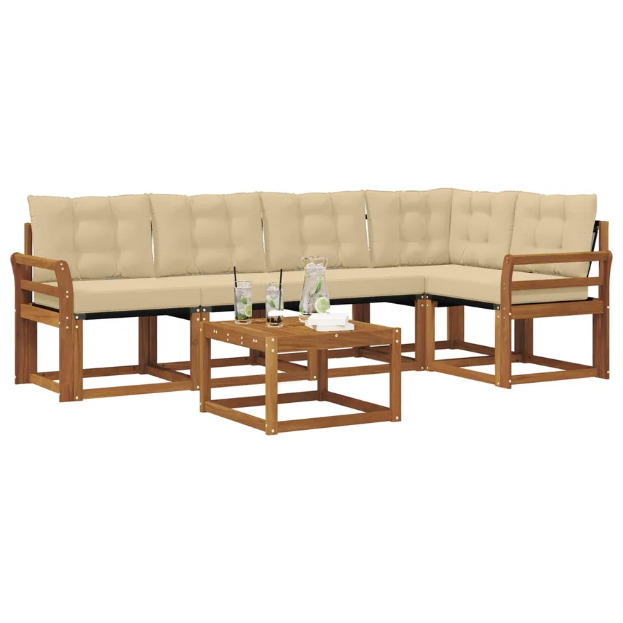 Ensemble de canapés d'extérieur 6 pcs Naturel et Beige - 3