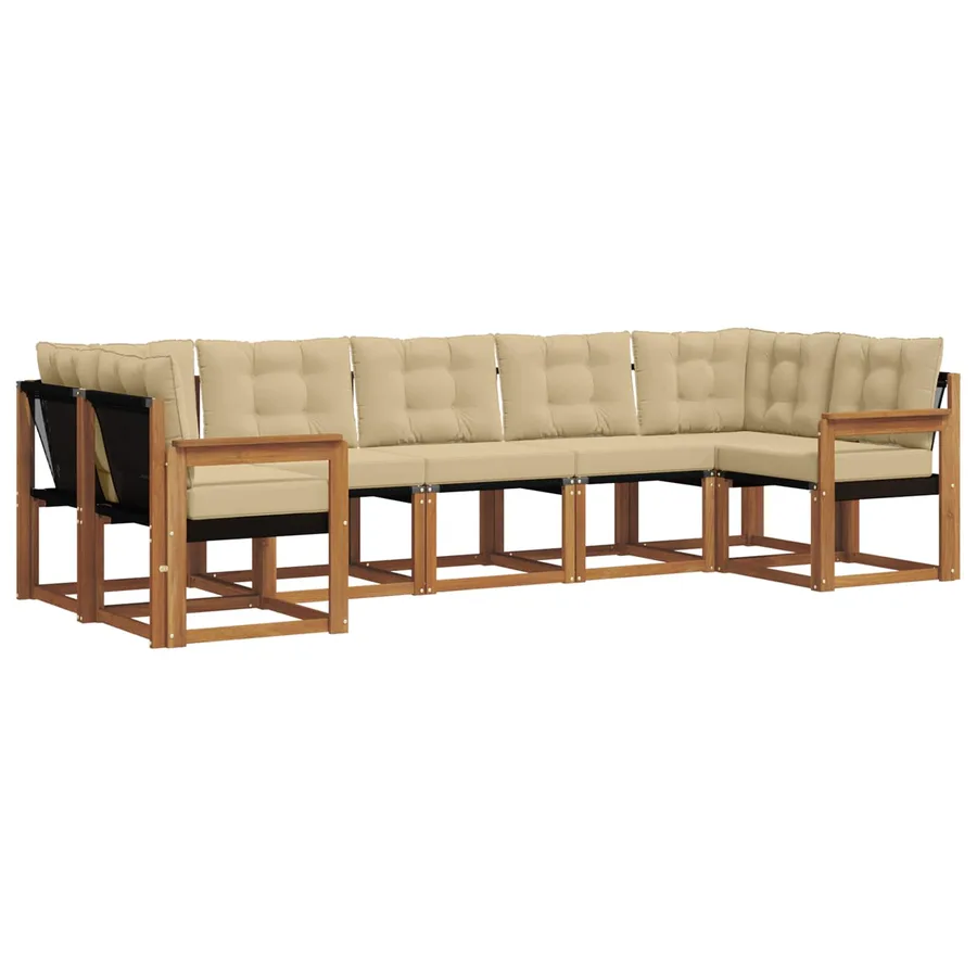 Ensemble de canapés d'extérieur 7 pcs Naturel et Beige - 2