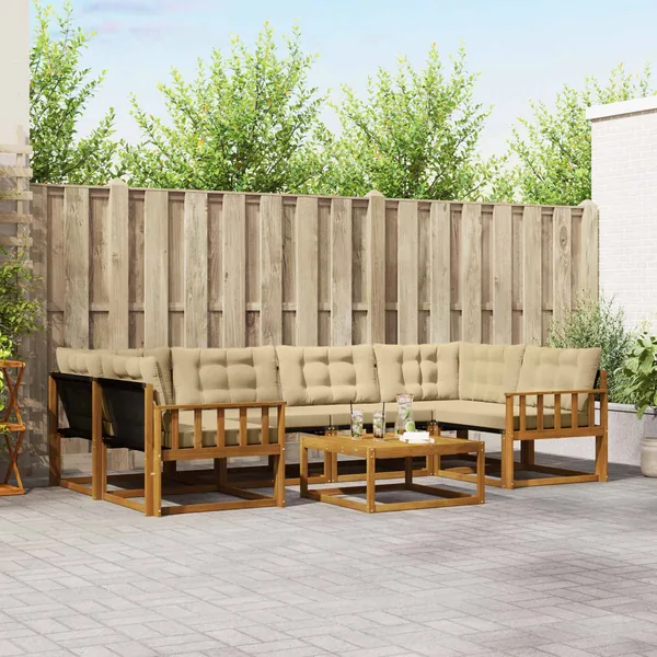 Ensemble de canapés d'extérieur 7 pcs Naturel et Beige
