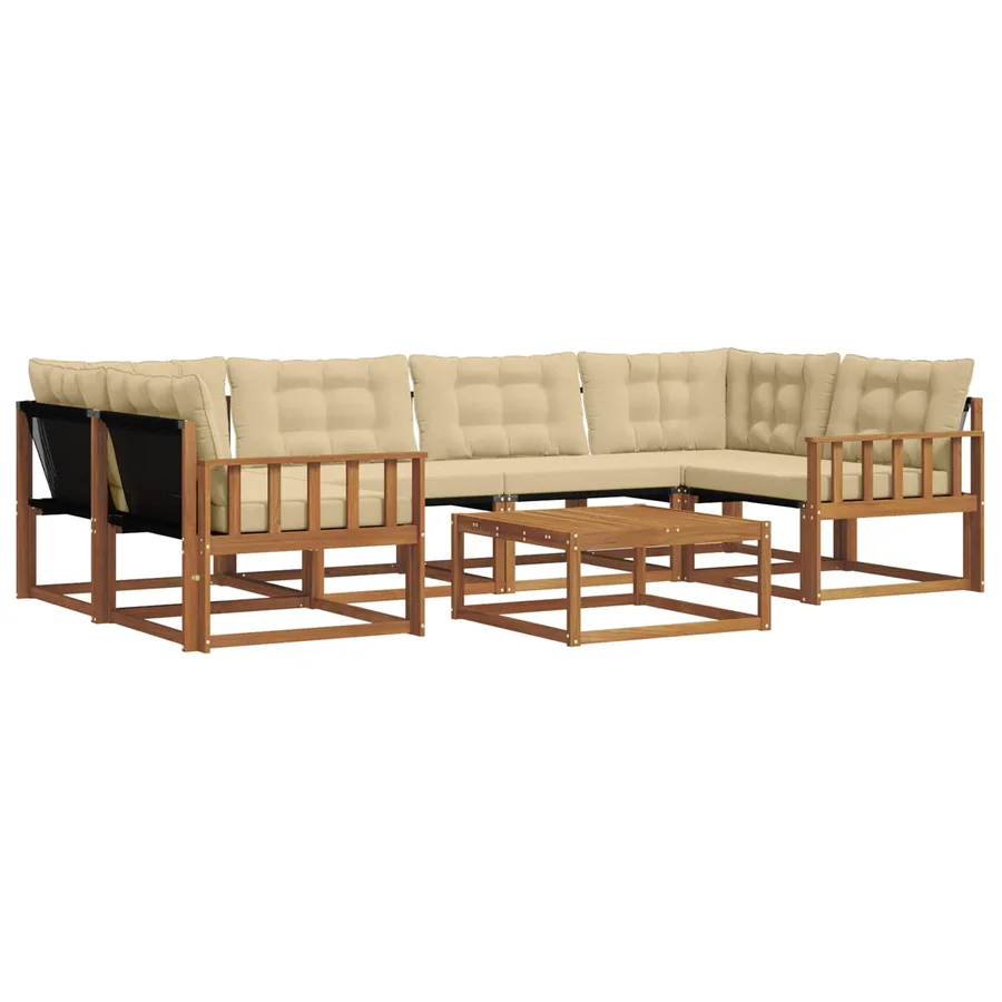 Ensemble de canapés d'extérieur 7 pcs Naturel et Beige - 2