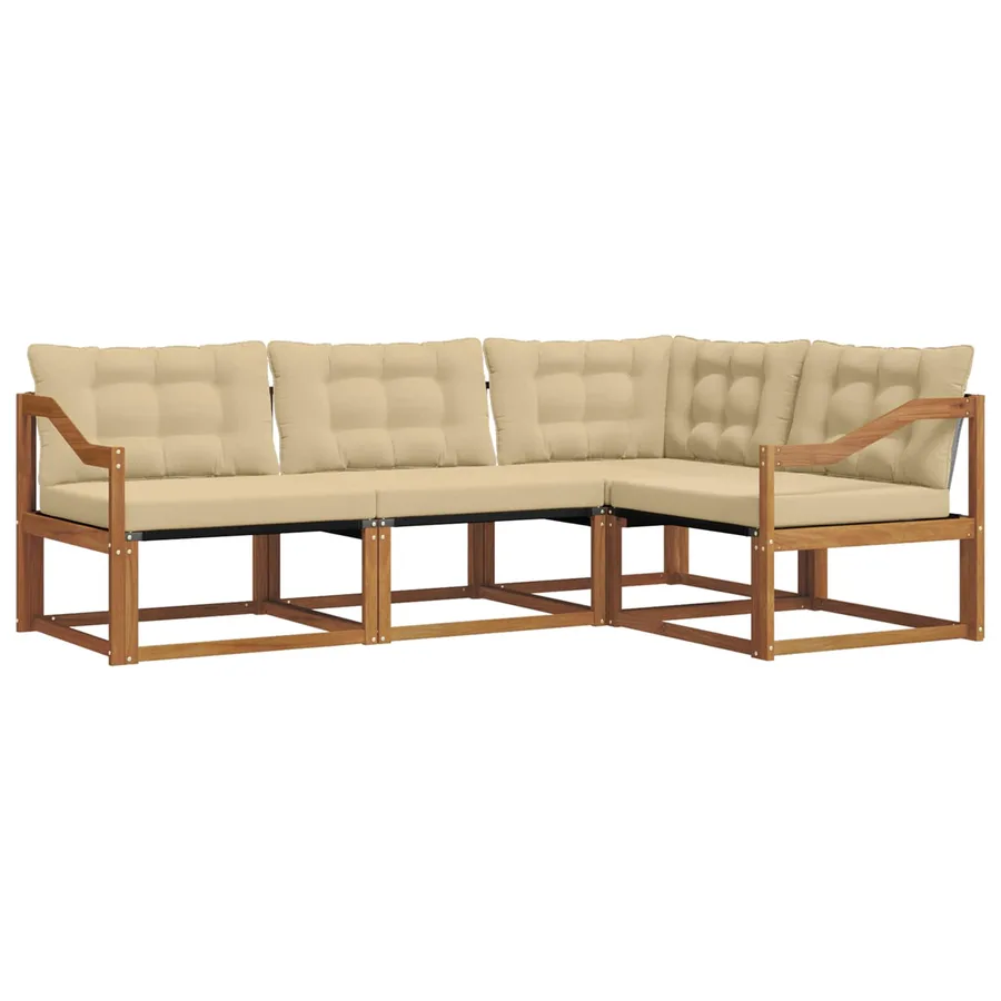 Ensemble de canapés d'extérieur 4 pcs Naturel et Beige - 2