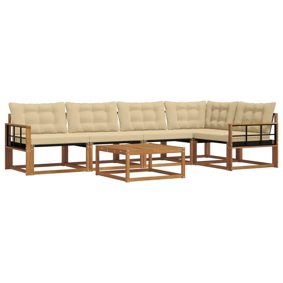 Ensemble de canapés d'extérieur 6 pcs Naturel et Beige - 2